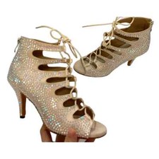 Shining Latin Dance Shoes Women Salas Dance Shoes High Heel Bachata Dance Boot