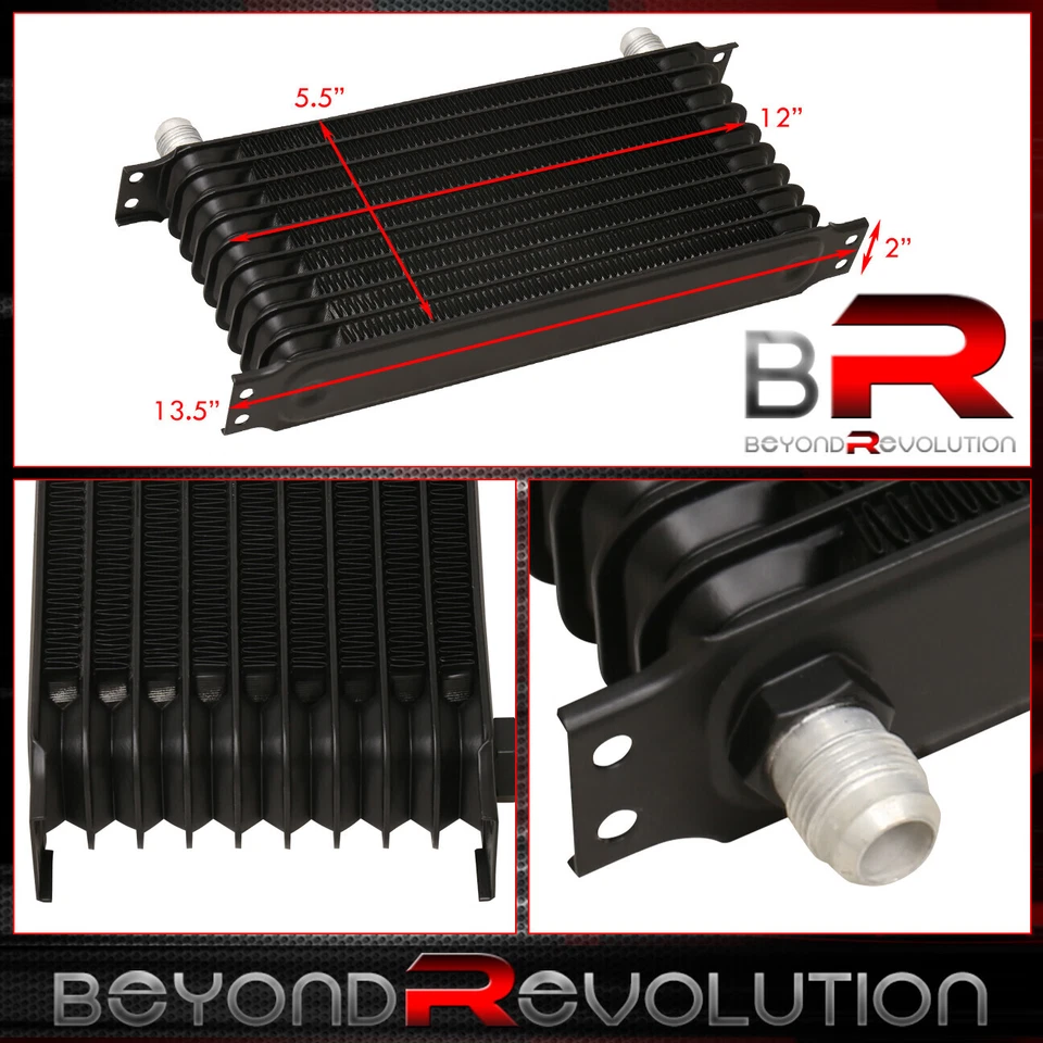 Kit de reubicación de enfriador de aceite de transmisión de motor AN10 10AN JDM de 9 filas negro + filtro Foto 2 de 4