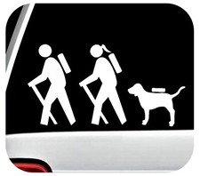 Hiker Couple Hiking Dog Backpack Camping Family Sticker Decal Truck SUV Laptop