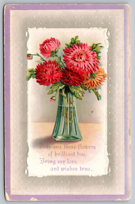 Postcard Greetings Dear One With Flowers And Kind Words VTG c1914   I5