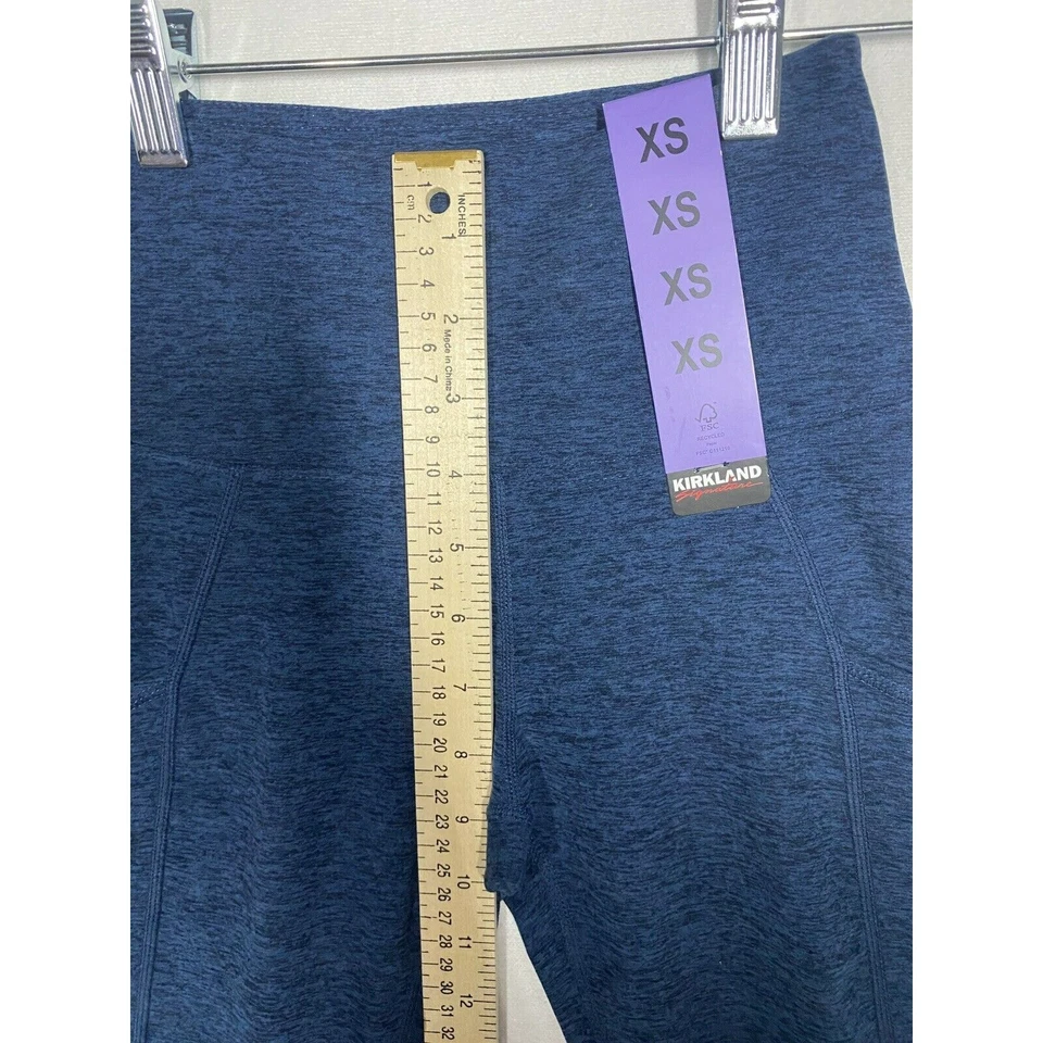 Kirkland Signature Mujer Cintura Alta Cepillada Leggings Bolsillos Talla XS Azul Foto 4 de 4
