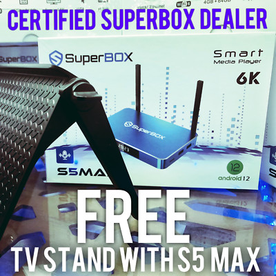 New Certified Authentic Superbox S5 MAX, plus FREE shipping & TV Stand Included!