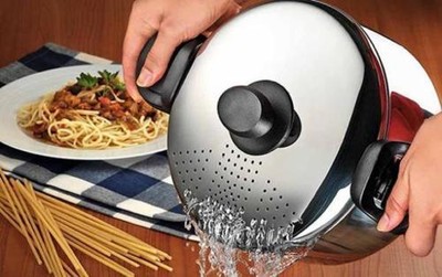 Edelstahl Suppentopf Spaghetti Pasta Topf Sperren Sieb Deckel Induktion Base Ebay