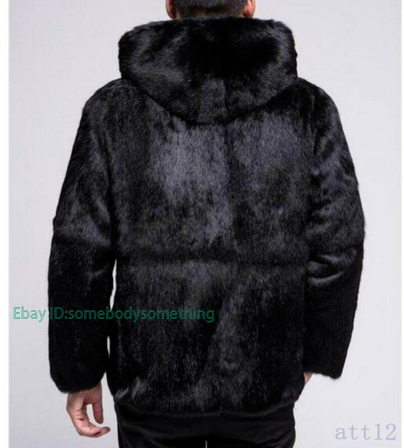 Luxury Men Mink Fur Jacket Rabbit Fur Warm Coat Collar Outwear Parka ...