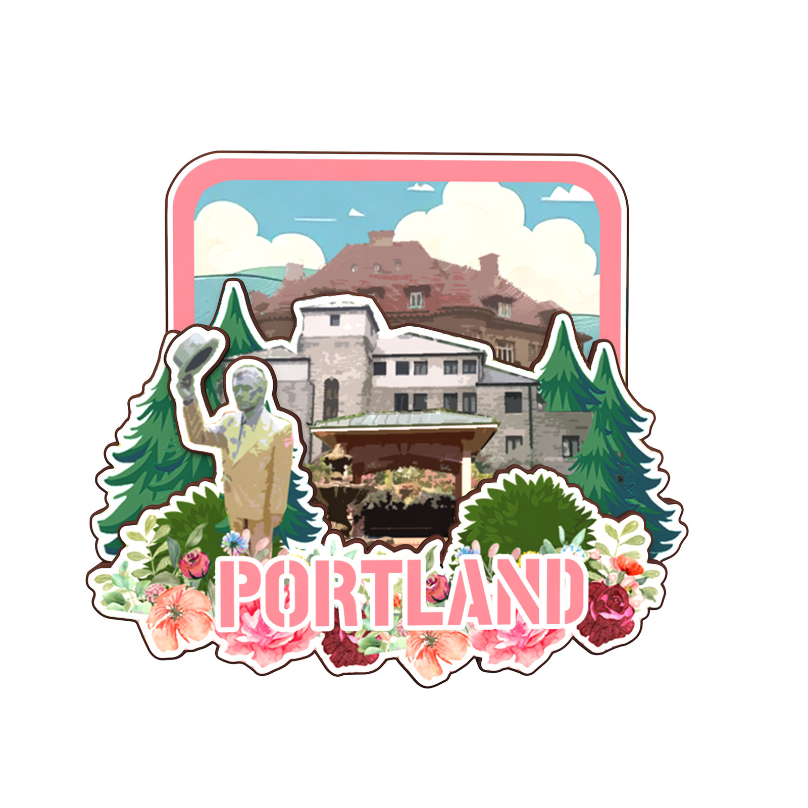 Portland Oregon USA Refrigerator magnet 3D travel souvenirs wood