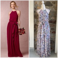 NWT BHLDN Anthropologie Donna Morgan Alana Lilac Wildflower Maxi Dress $260
