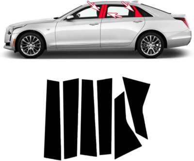 For 2016-2020 Cadillac CT6 GLOSS BLACK Window Pillar Post Trims Covers