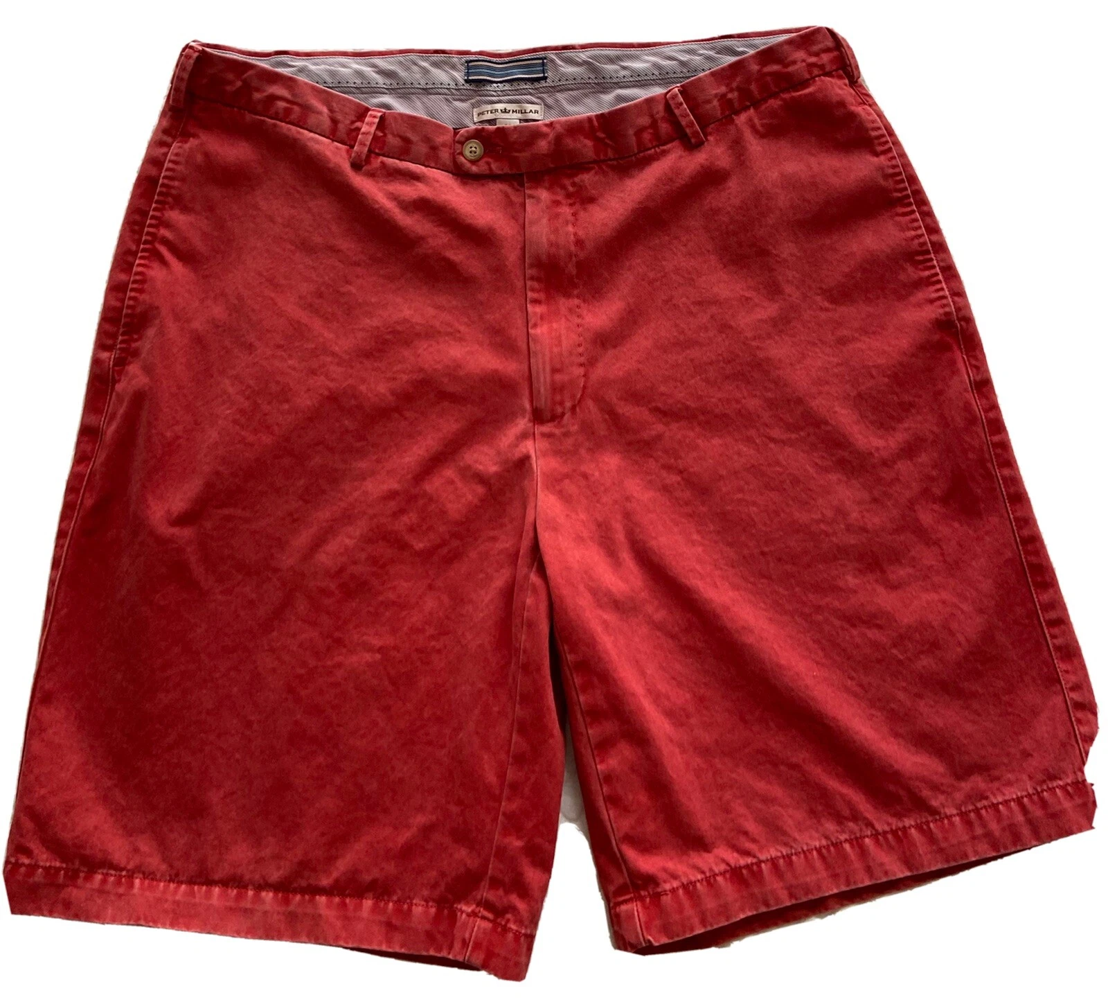 Peter Millar Men's Red Chino Shorts Size 38 - Flat Front• Spring & Summer •