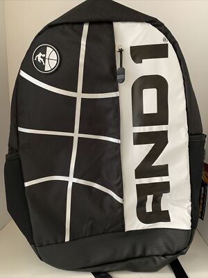 Black & White Basketball Backpack Laptop Sleeve Reflective Accents Durable NWT