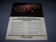 1971 AMERICAN MOTORS JAVELIN AMX..ORIGINAL COLOR SALES AD...RARE! (404F)