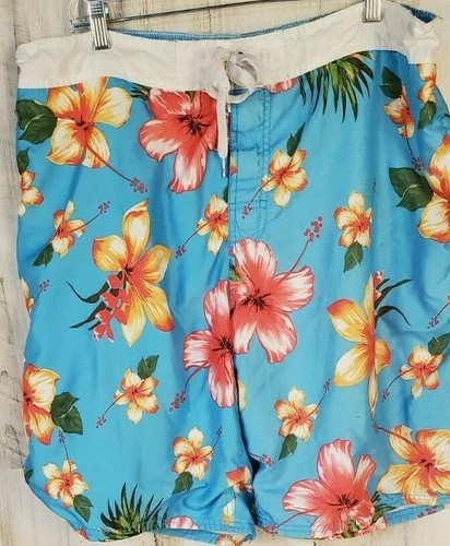 Bañador corto Ocean Pacific OP forrado de malla para hombre XL estampado hawaiano - Imagen 1 de 4