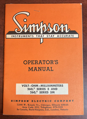 Simpson Model 29 1969 SIMPSON MODEL 260 SERIES 5/5M Volt-OHM Milliammeter Meter ...
