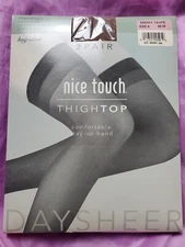 Nice Touch Thigh-Top  2 Pair Pack Daysheer SIze A SMOKY TAUPE Stockings Stay up