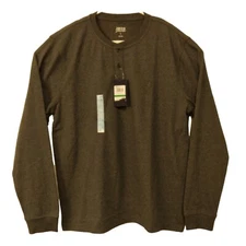 IZOD Saltwater Mountain henley tshirt mens L Large gray LS Jersey long sleeve
