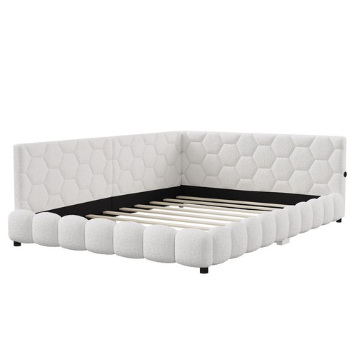 Tagesbett 2in1 Schlafsofa Polsterbett 140x200 Bettgestell mit Lattenrost LED&USB - Bild 10 von 11