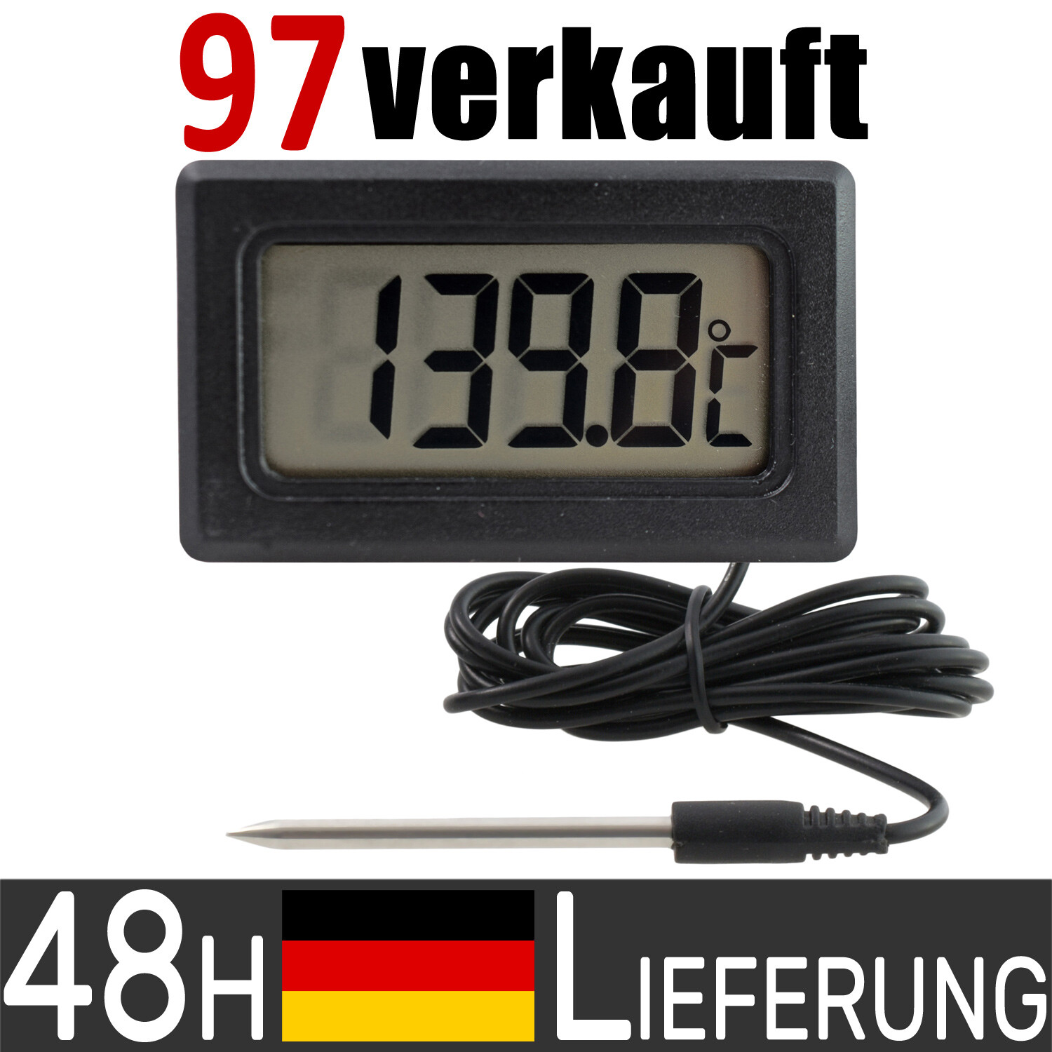 Digital hochpräzise Thermometer Kessel Puffer Speicher Destillieranlage 150°C 3m