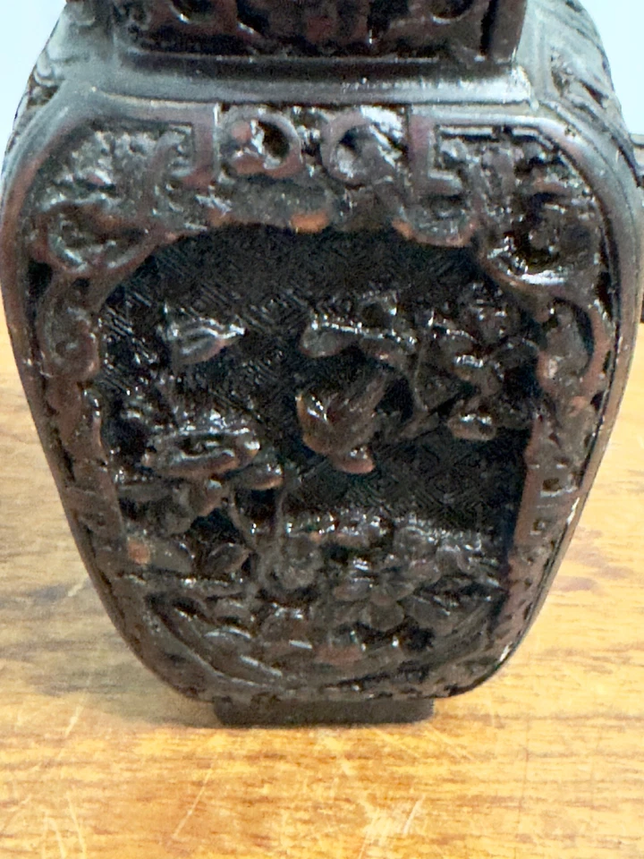 Jarra de colección Tibet Lhasa tallada a mano hueso de yak marrón 7" Foto 2 de 4