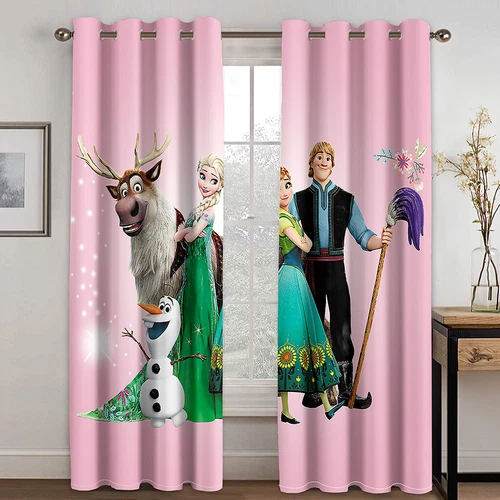 Niños Anna Elsa Princesa Opacas Cortinas Ojales 3D Cortina Cortina Regalo - Imagen 5 de 19