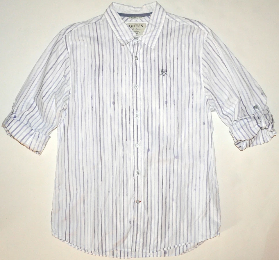 Guess Los Angeles Men's Striped Button Dress Shirt Long Sleeve Cuff Option Large - Image 4 of 4