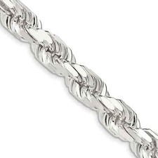 11mm Rope 925 Sterling Silver Authentic Diamond Cut Chain Necklace Italy Durable