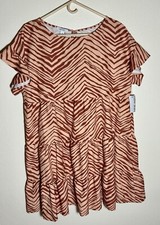 Nine West Tiger Stripe Smocked Fun Party Dress Size XL NWT