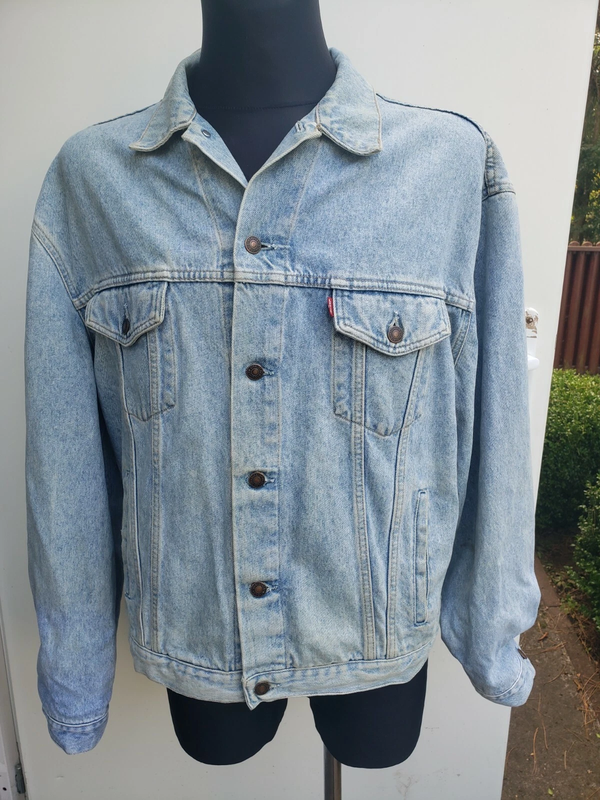G54 Vtg Levi Strauss 70503 02 Men 90s Denim Jean Trucker Jacket Blue Size XL
