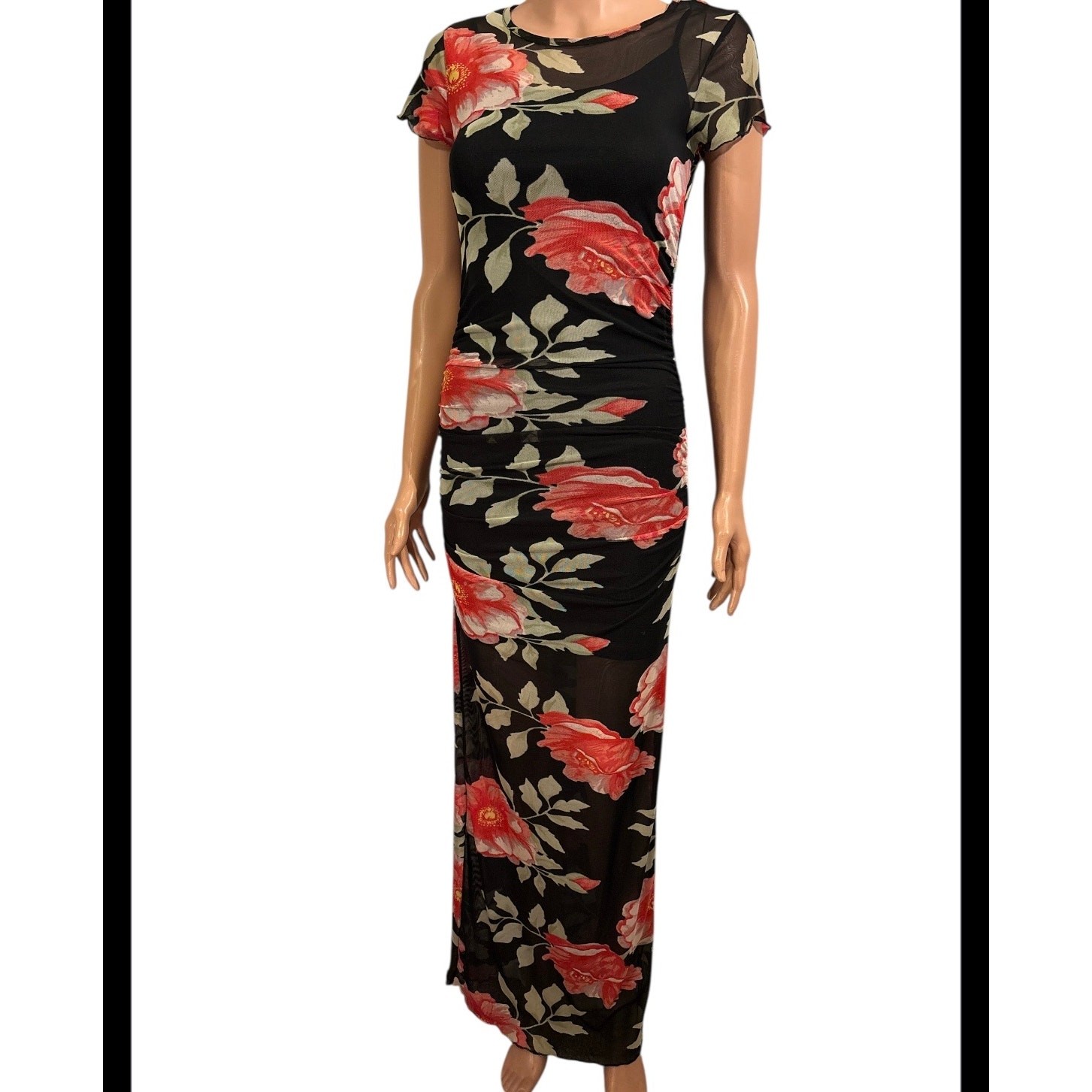 No Comment Floral Overlaid Maxi Dress Size Small