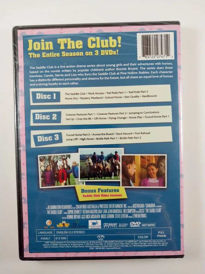 The Saddle Club : Season 1 (DVD, 2010) Fullscreen - 3 Disc - Sealed - Image 2 of 3