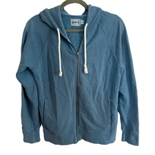 Pact Organic Cotton Blue Zip-Up Casual Minimalist Hoodie Sweatshirt Small