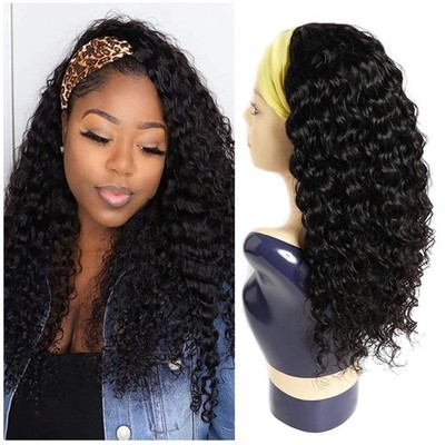 Glueless Curly Headband Wig for Black Women 14 Inch