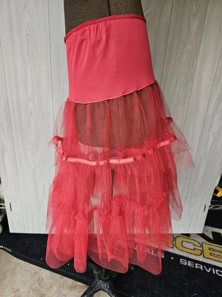 Vintage Red Petticoat Tulle Crinolin Slip Mid Century - Image 4 of 4