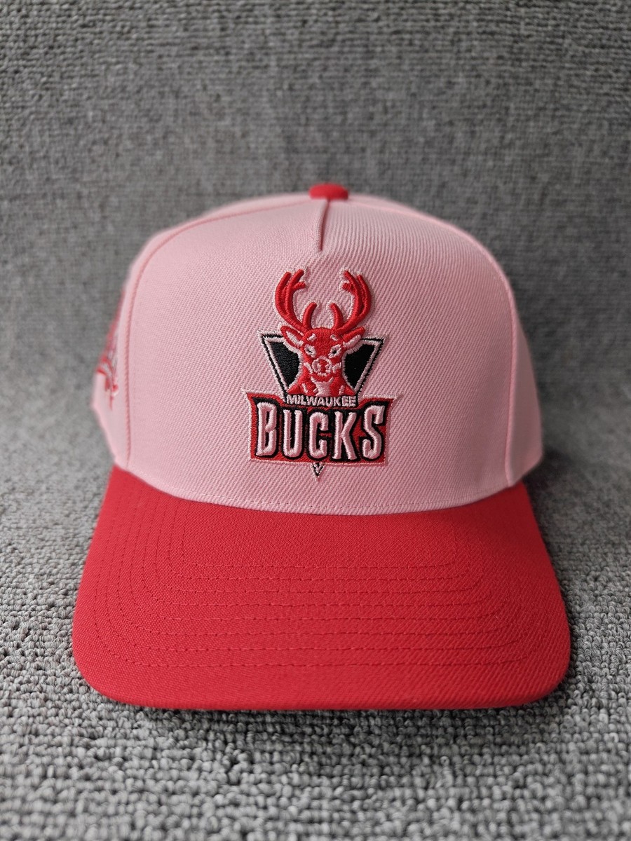 Mitchell & Ness Milwaukee Bucks 30th Anniversary Pink Red Snapback Hat New