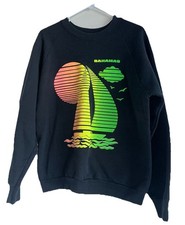 VTG Fruit Of The Loom Made In USA Sweatshirt Adult L Black Bahamas Neon Puffy