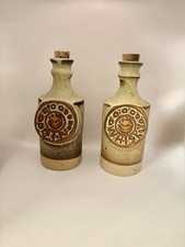 Vintage Tremar Pottery Gin and Whisky Stoneware Flagon Bottles 1970s Pair
