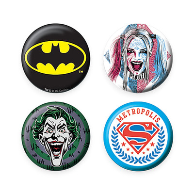 Original DC Comics Logo Button Anstecker 25mm Superman Batman Suicide Squad Joker