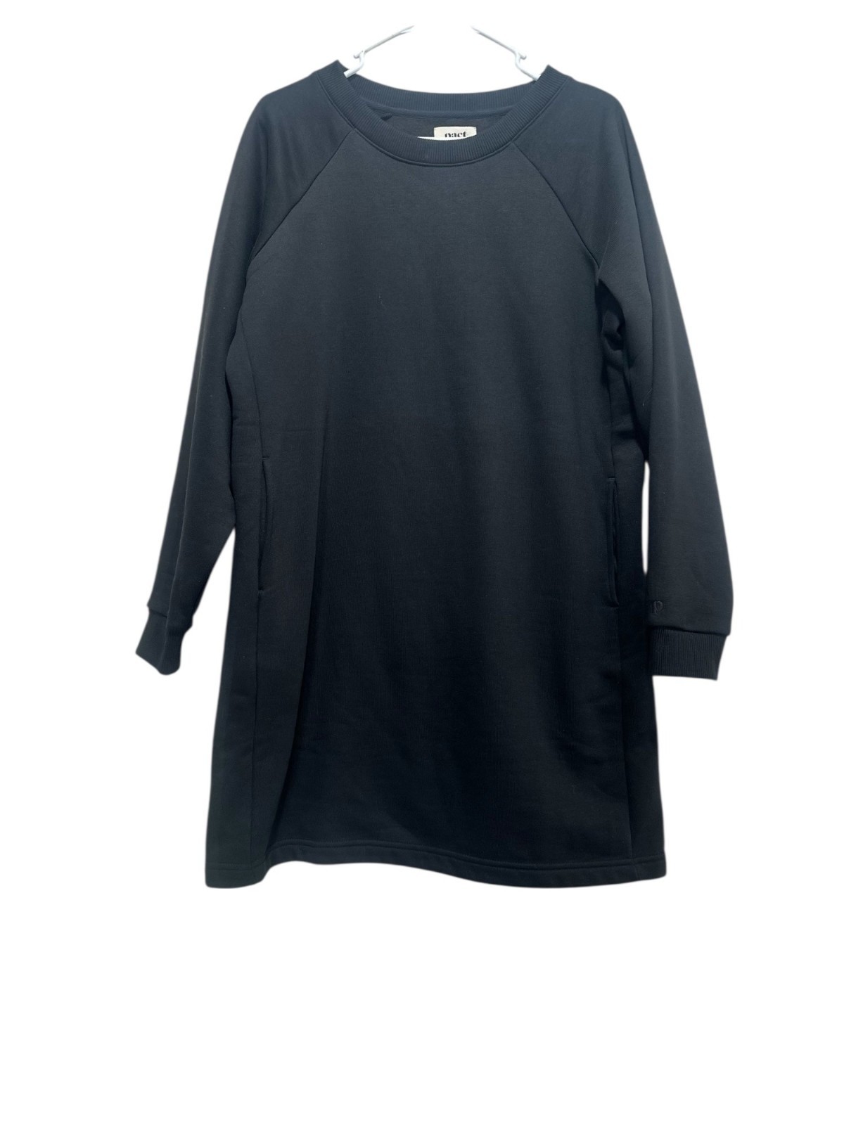 Pact Organic Cotton BLend Courtside Sweatshirt Dress Large Womens Black Fleece