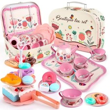 Tea Party Set for Little Girls, Flower Tea Sets Toys for Flower Teapot Set