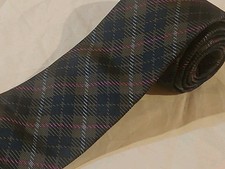 Paul Stuart Tie Dark Gray Purple Stripe Woven Slim Thin Made In USA 100 Silk