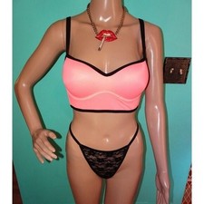 Vintage Victoria's Secret Coral Pink Bralette M Brassiere sports bra cage