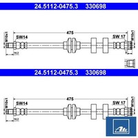 2X Bremsschlauch ATE 24.5112-0475.3 2 BremsschläUche Rechts Links Vorne