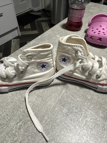 Sneakers Converse All Star unisex taglia UK 3 rosso bianco tela gomma stringate