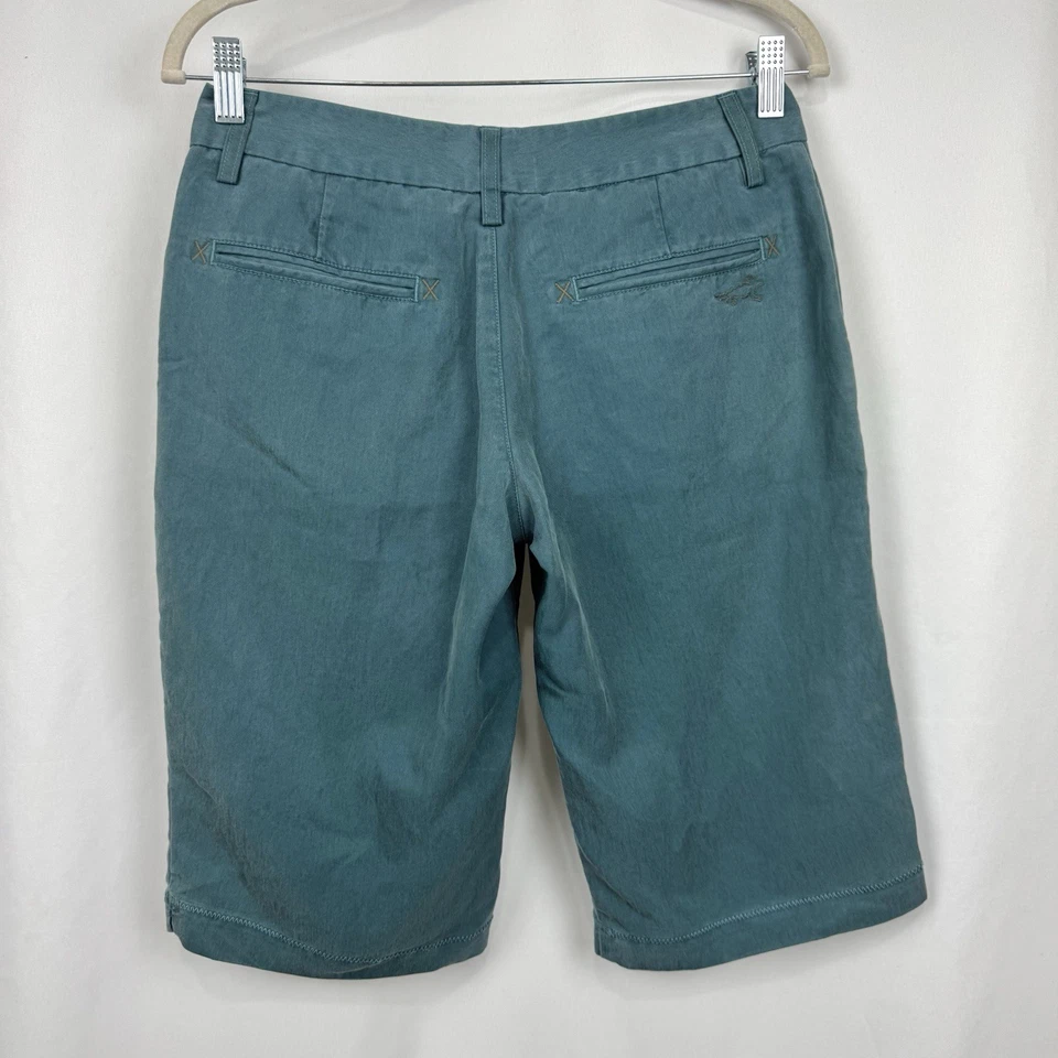 Bermuda Horny Toad feminina tamanho 4 azul-petróleo macia tencel ao ar livre costura interna 14” - Imagem 2 de 4