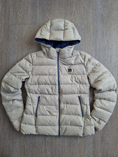 Blauer Daunenjacke gesteppt mit Kapuze Reißv...
