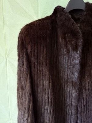 Saga MINK Coat Belted Fur Jacket Finland Lined Striped Long Sleeve Saga MINK Coat Belted Fur Jacket Finland Lined Striped Long Sleeve