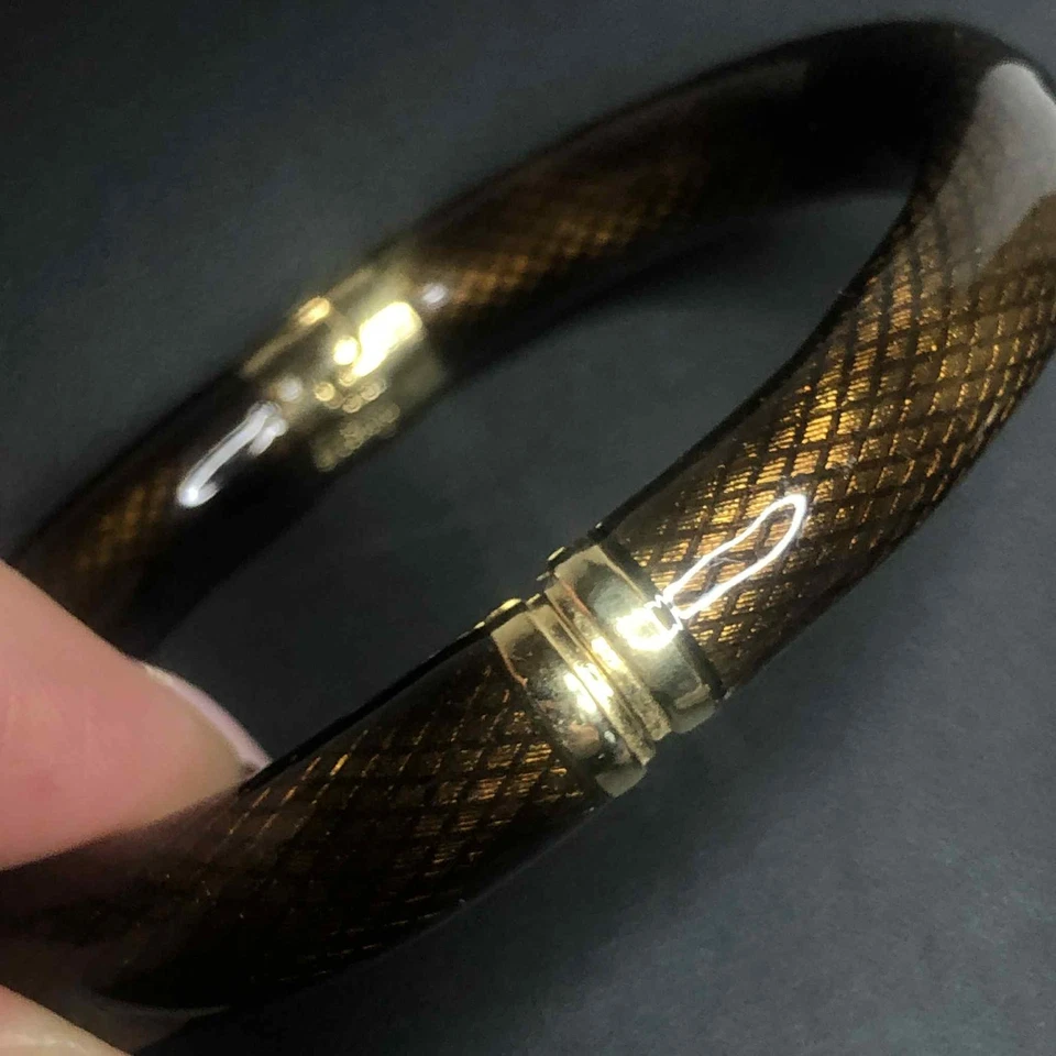 Brazalete Brazalete 7627 Erwin Perla Piel de Serpiente Chapado en Oro Amarillo 22kt MARRÓN 6.75" Foto 3 de 3