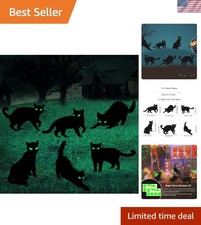 6 Pack Halloween Black Cat Yard Sign for Outdoor Decorations with Stakes Glow...