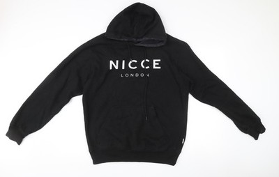 NICCE London Herren Schwarz Pullover Hoodie Größe L Grafik Logo