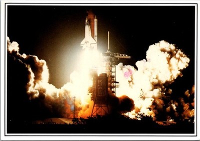 Florida Space Shuttle Launch at Night Continental Postcard A837