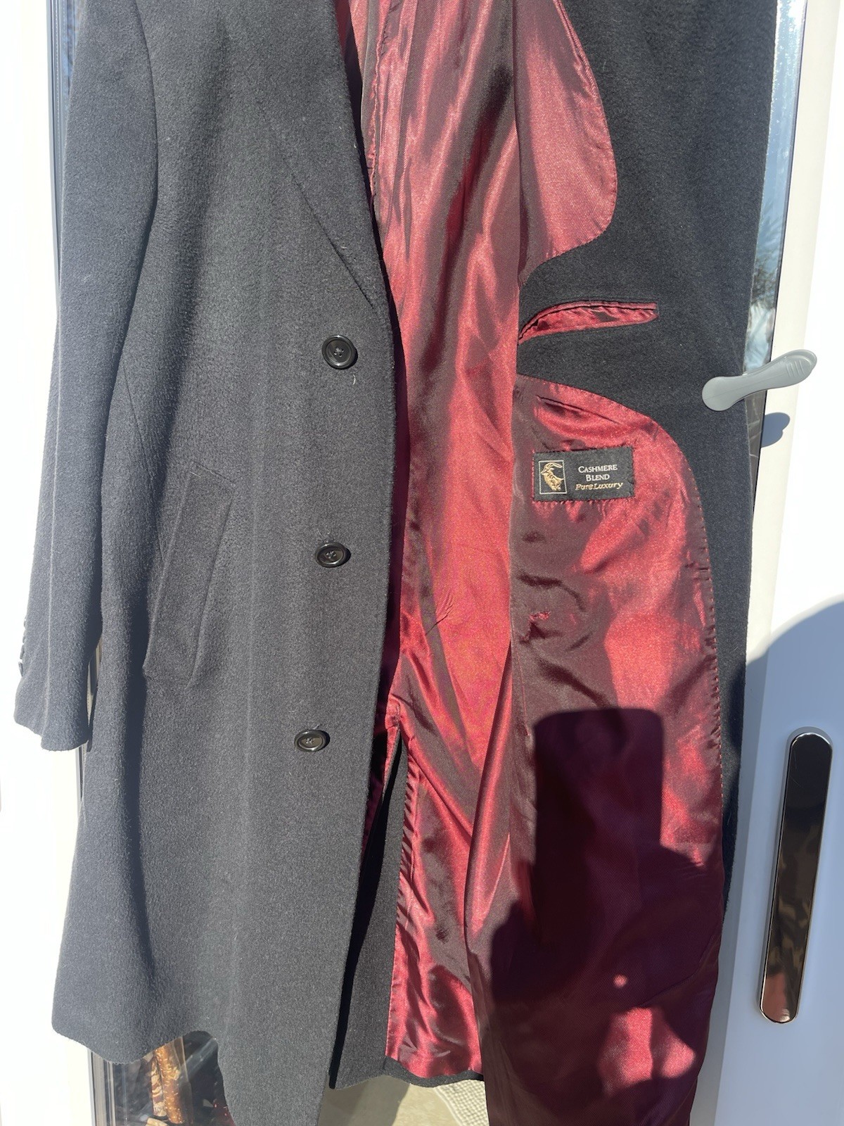 MENS Cashmere Blend Long Coat BLACK 46/48L Door Supervisor Bouncer image 5