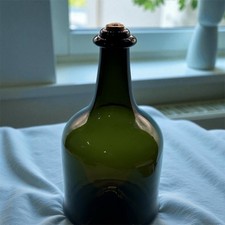 Olive Green Bell Shape Mallet Black Glass Rep...